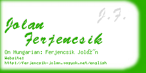 jolan ferjencsik business card